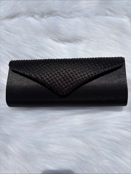 Laura Handbags - LAURA FORMAL WEAR~ Black Satin Envelope Clutch with Textured Flap